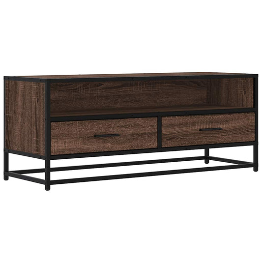 TV Cabinet Brown Oak 100x34,5x40 cm Engineered Wood and Metal