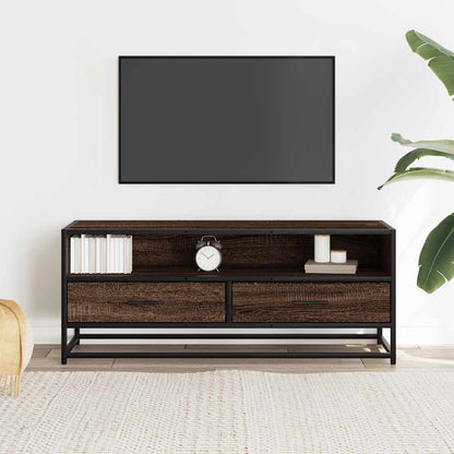 TV Cabinet Brown Oak 100x34,5x40 cm Engineered Wood and Metal