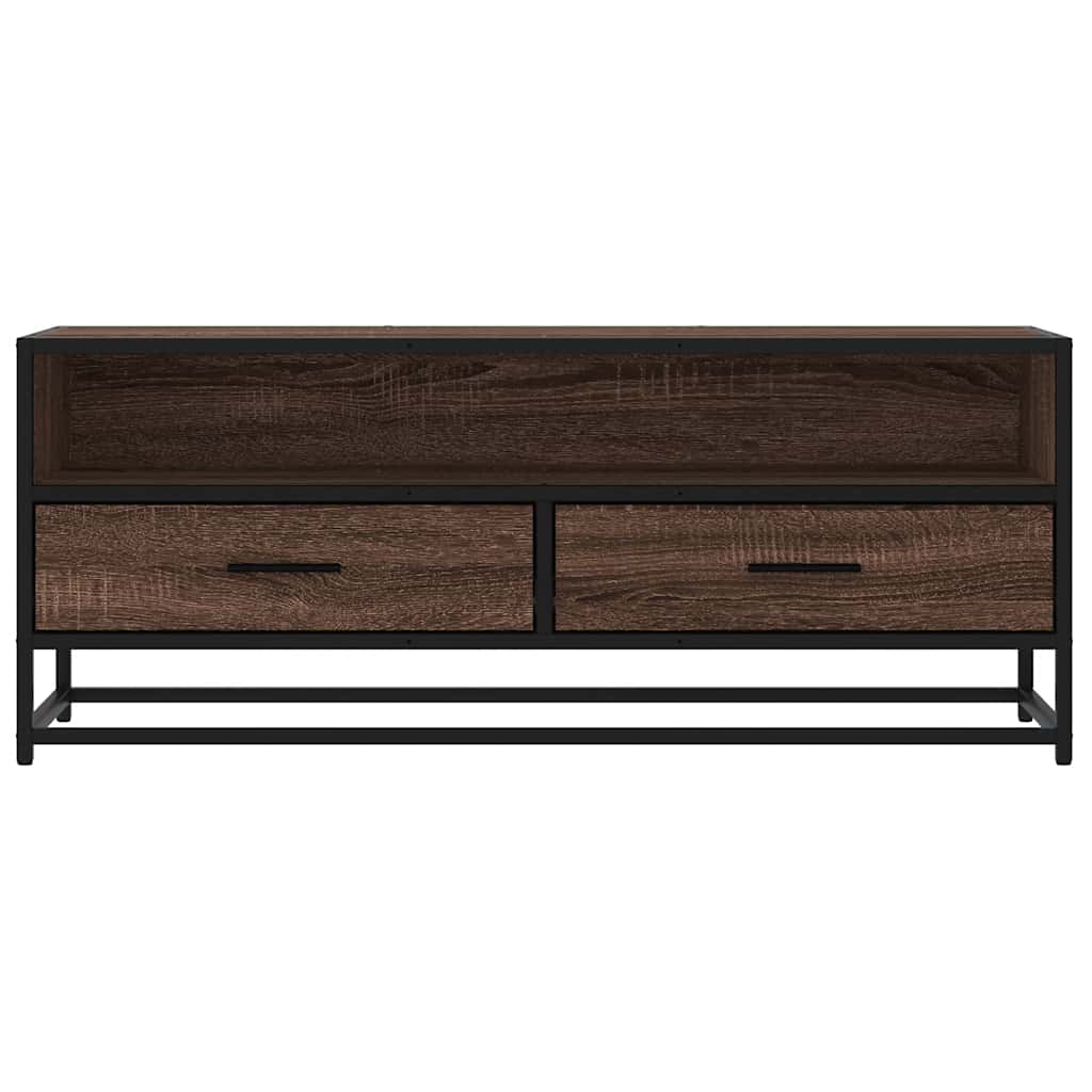 TV Cabinet Brown Oak 100x34,5x40 cm Engineered Wood and Metal