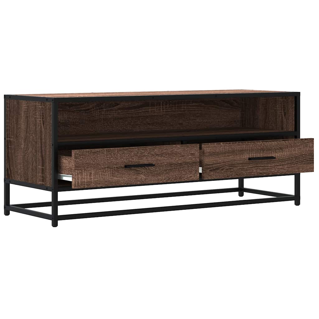 TV Cabinet Brown Oak 100x34,5x40 cm Engineered Wood and Metal