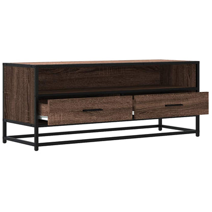 TV Cabinet Brown Oak 100x34,5x40 cm Engineered Wood and Metal