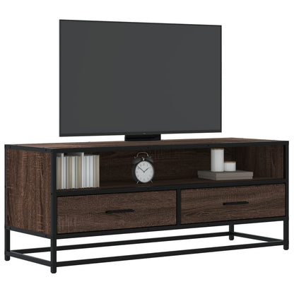TV Cabinet Brown Oak 100x34,5x40 cm Engineered Wood and Metal