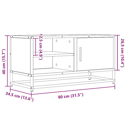 TV Cabinet Smoked Oak 80x34.5x40 cm Engineered Wood and Metal