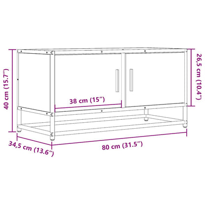 TV Cabinet Smoked Oak 80x34.5x40 cm Engineered Wood and Metal