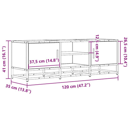 TV Cabinet Grey Sonoma 120x35x41 cm Engineered Wood and Metal