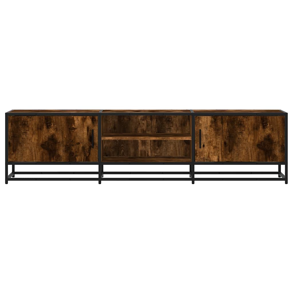 TV Cabinet Smoked Oak 160x35x41 cm Engineered Wood and Metal