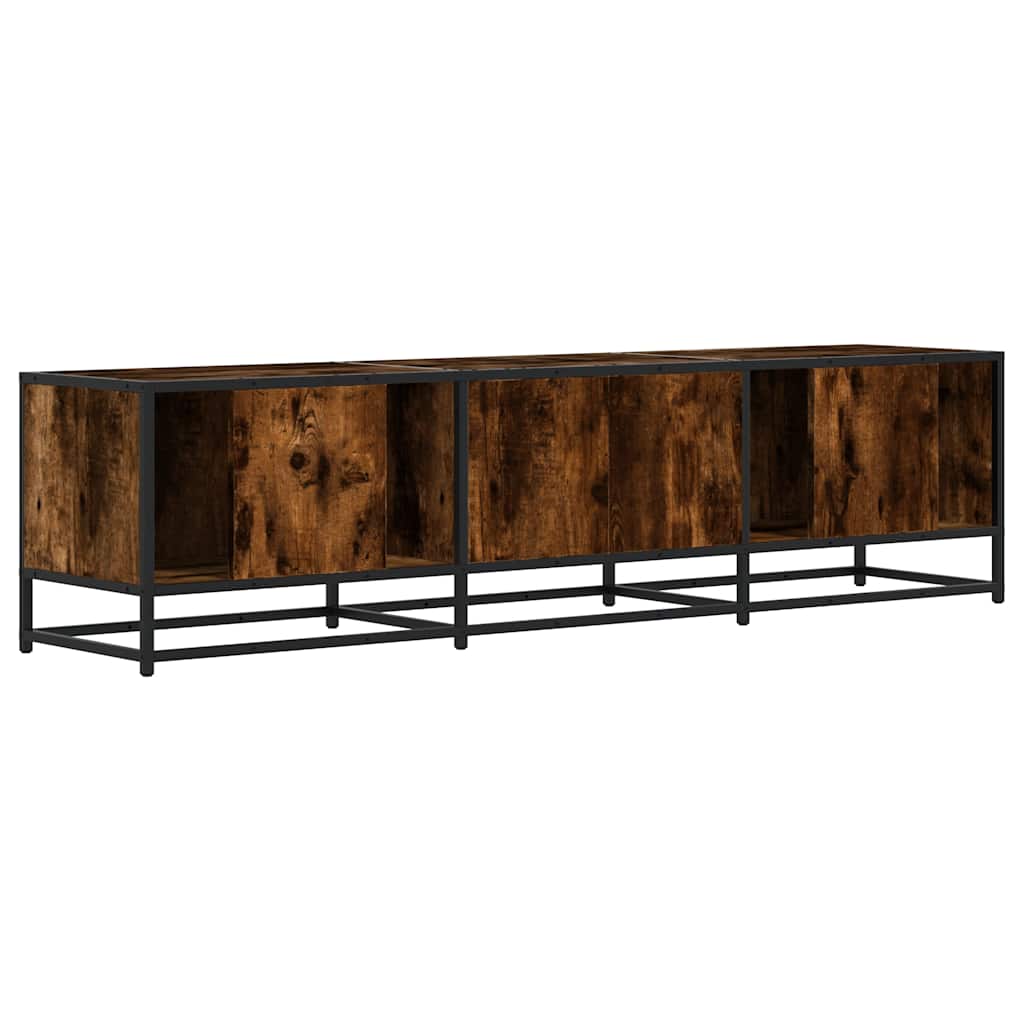 TV Cabinet Smoked Oak 160x35x41 cm Engineered Wood and Metal
