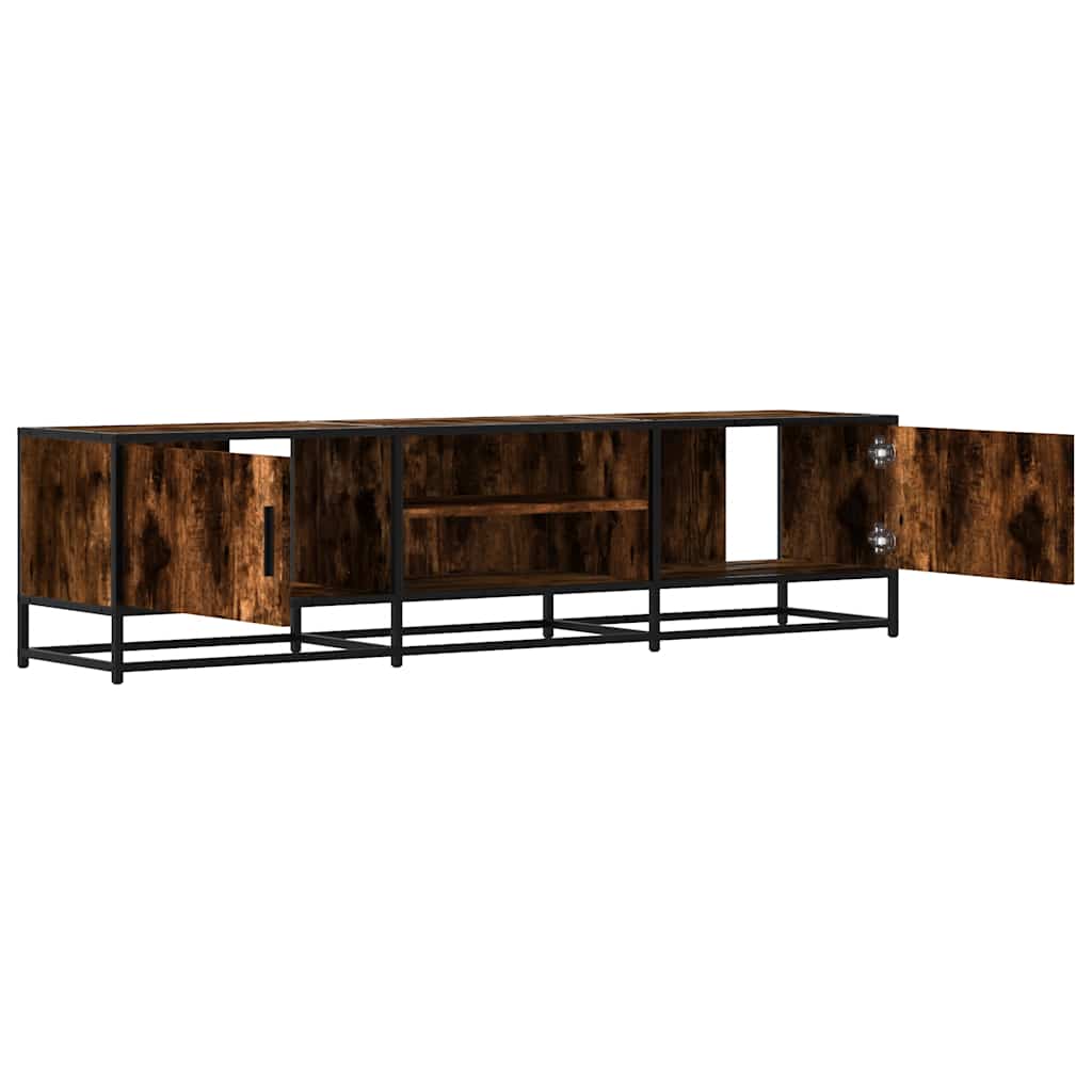 TV Cabinet Smoked Oak 160x35x41 cm Engineered Wood and Metal