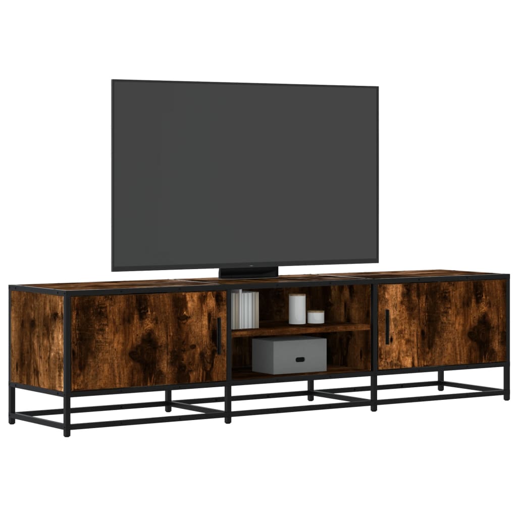 TV Cabinet Smoked Oak 160x35x41 cm Engineered Wood and Metal