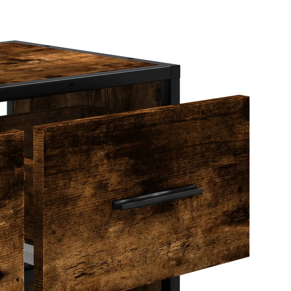 TV Cabinet Smoked Oak 60x31x39.5 cm Wood and Metal
