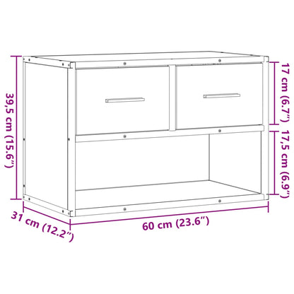 TV Cabinet Smoked Oak 60x31x39.5 cm Wood and Metal