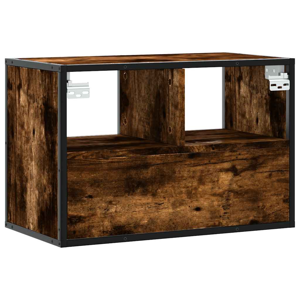 TV Cabinet Smoked Oak 60x31x39.5 cm Engineered Wood and Metal