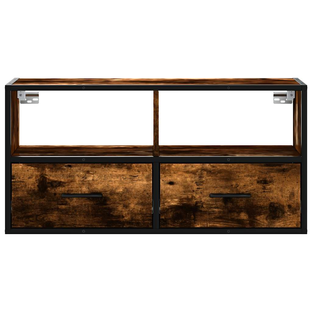 TV Cabinet Smoked Oak 80x31x39.5 cm Engineered Wood and Metal