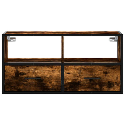 TV Cabinet Smoked Oak 80x31x39.5 cm Engineered Wood and Metal