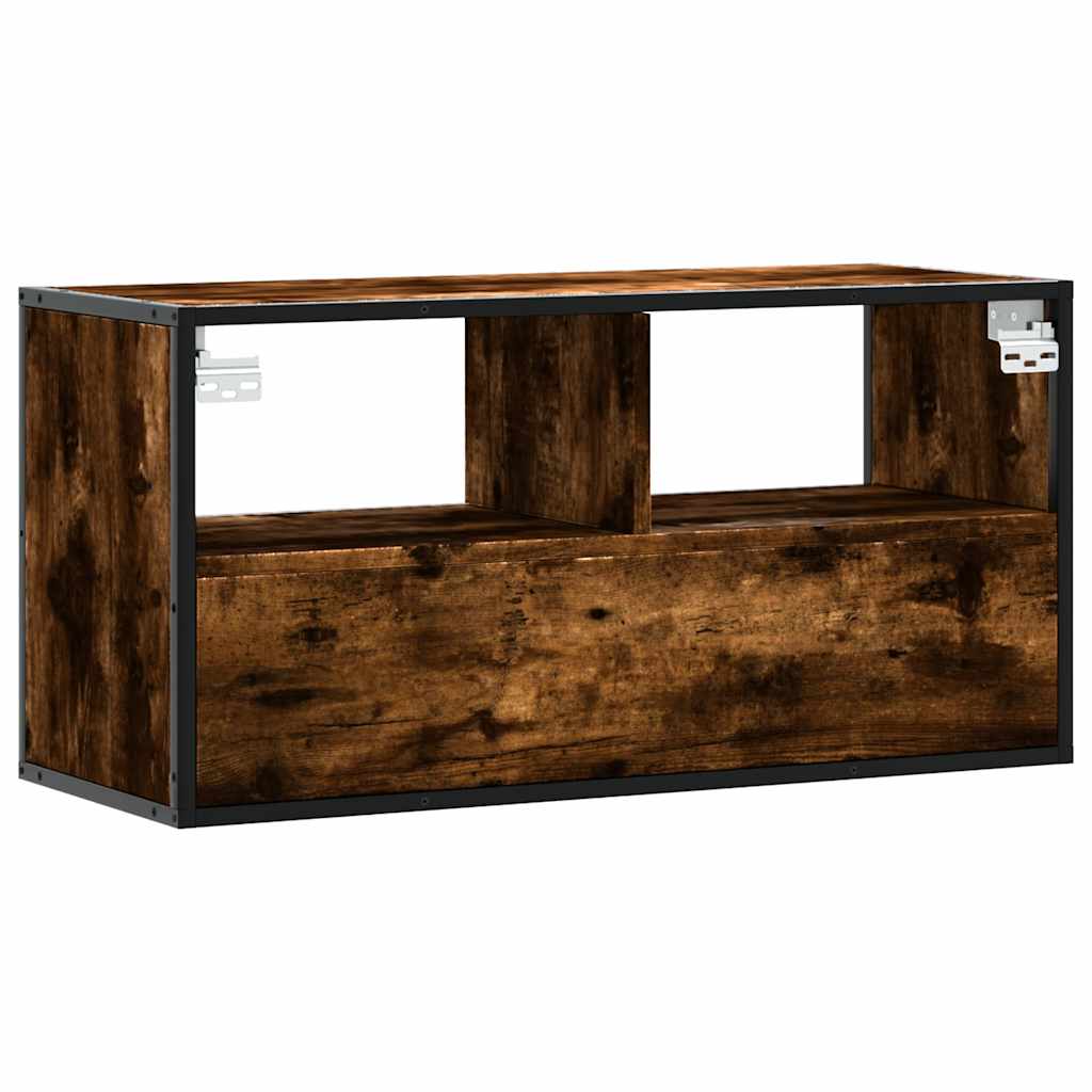 TV Cabinet Smoked Oak 80x31x39.5 cm Engineered Wood and Metal
