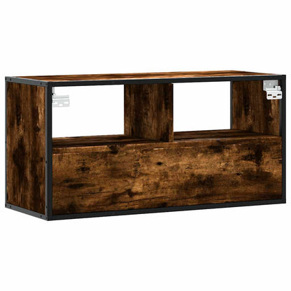 TV Cabinet Smoked Oak 80x31x39.5 cm Engineered Wood and Metal