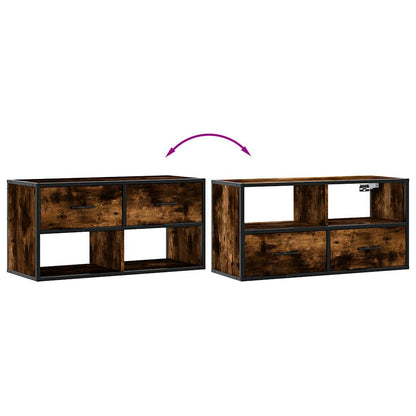 TV Cabinet Smoked Oak 80x31x39.5 cm Engineered Wood and Metal