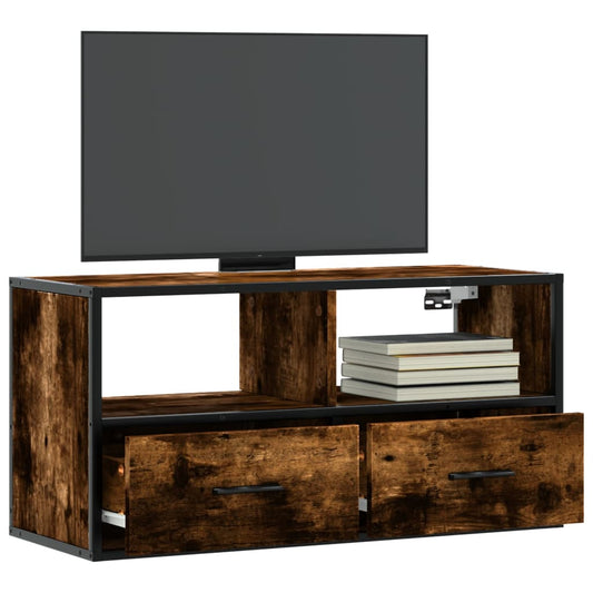 TV Cabinet Smoked Oak 80x31x39.5 cm Engineered Wood and Metal