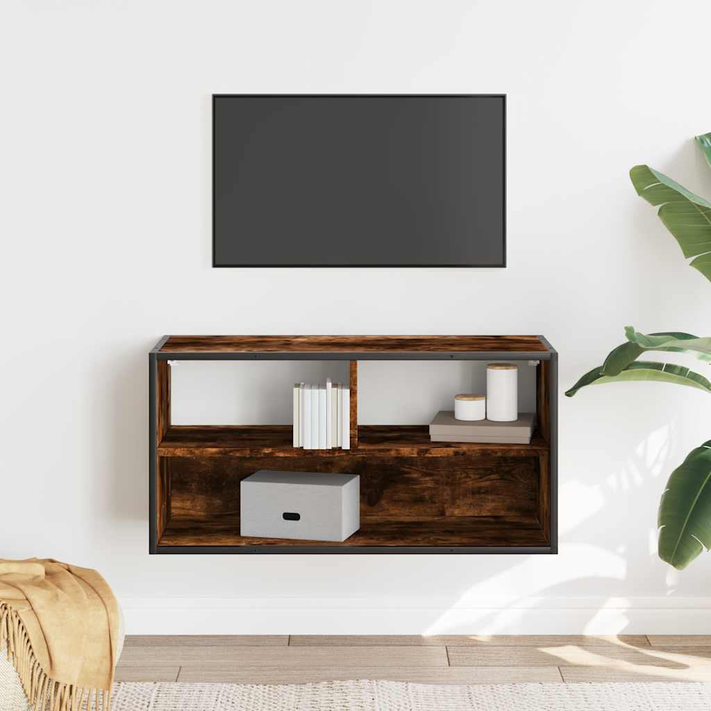 TV Cabinet Smoked Oak 80x31x39.5 cm Engineered Wood and Metal