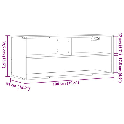 TV Cabinet Smoked Oak 100x31x39.5 cm Engineered Wood and Metal