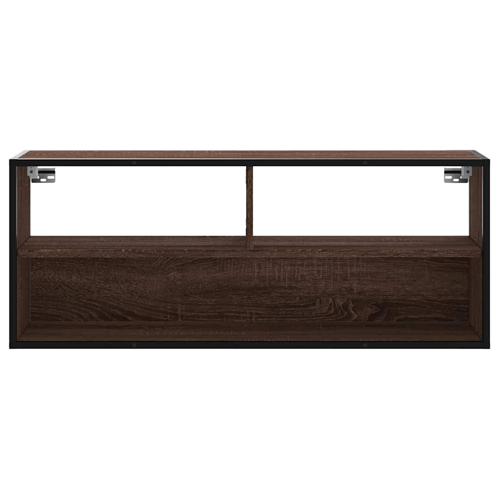 TV Cabinet Brown Oak 100x31x39.5 cm Engineered Wood and Metal