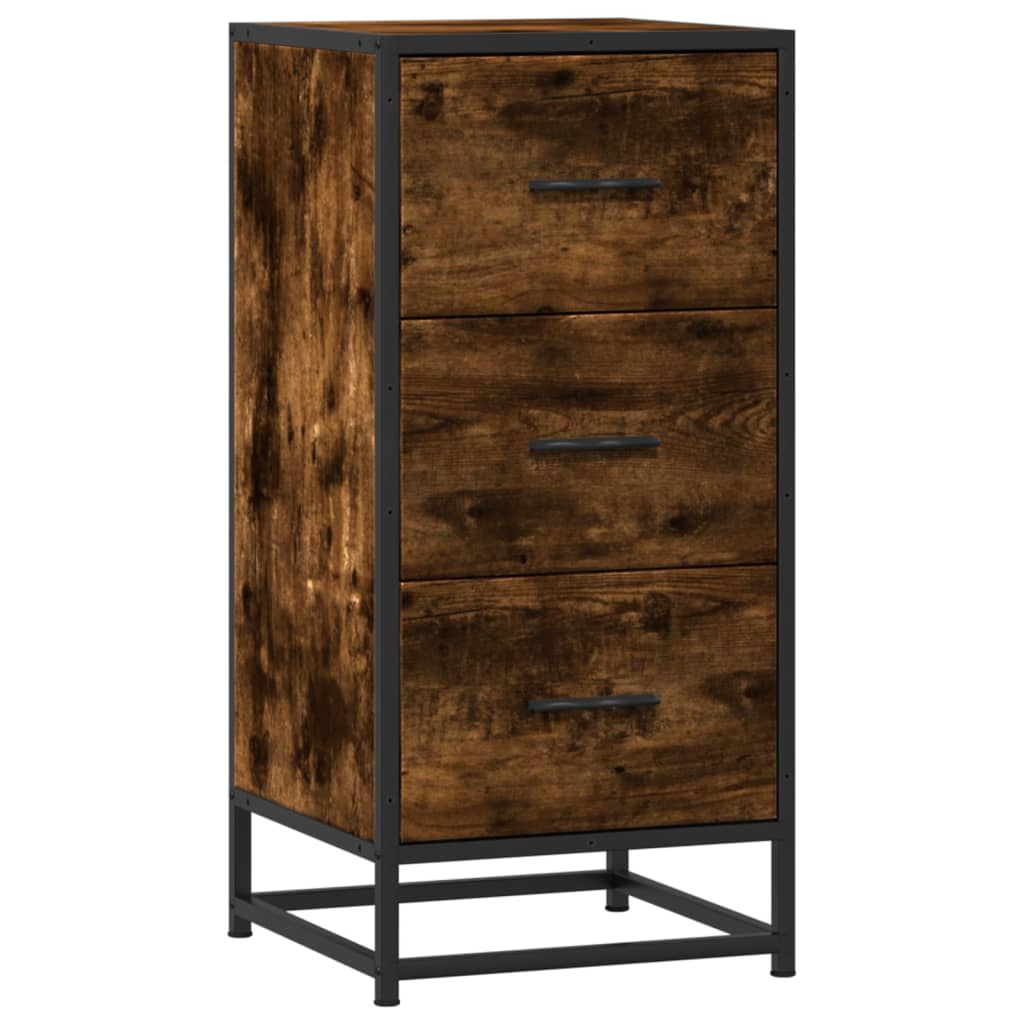 Sideboard Smoked Oak 35.5x35x76 cm Engineered Wood and Metal