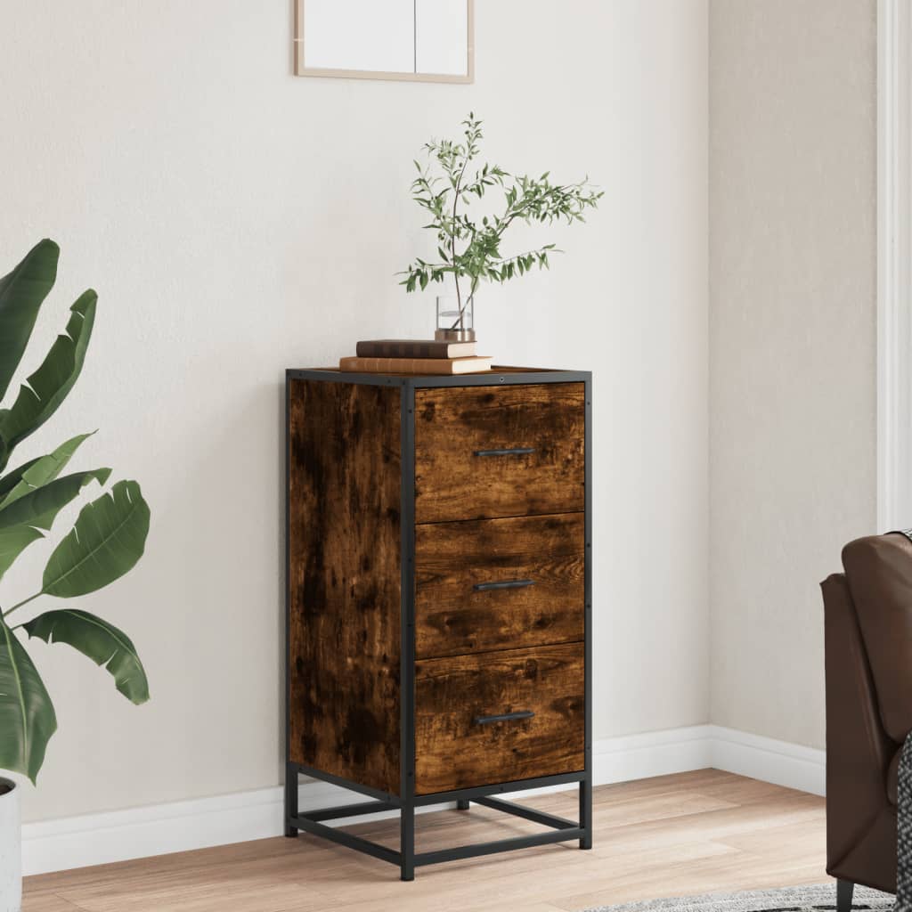 Sideboard Smoked Oak 35.5x35x76 cm Engineered Wood and Metal