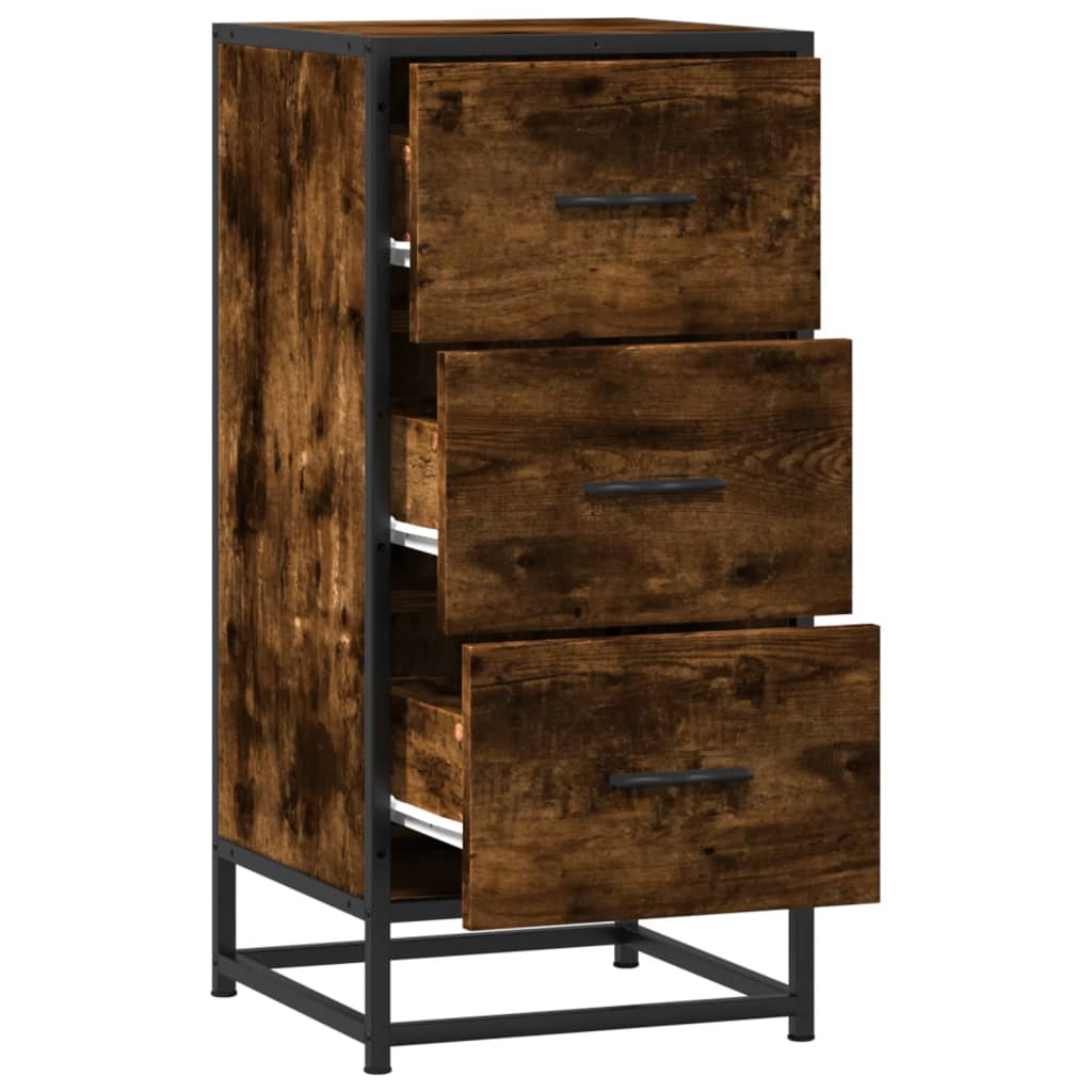 Sideboard Smoked Oak 35.5x35x76 cm Engineered Wood and Metal