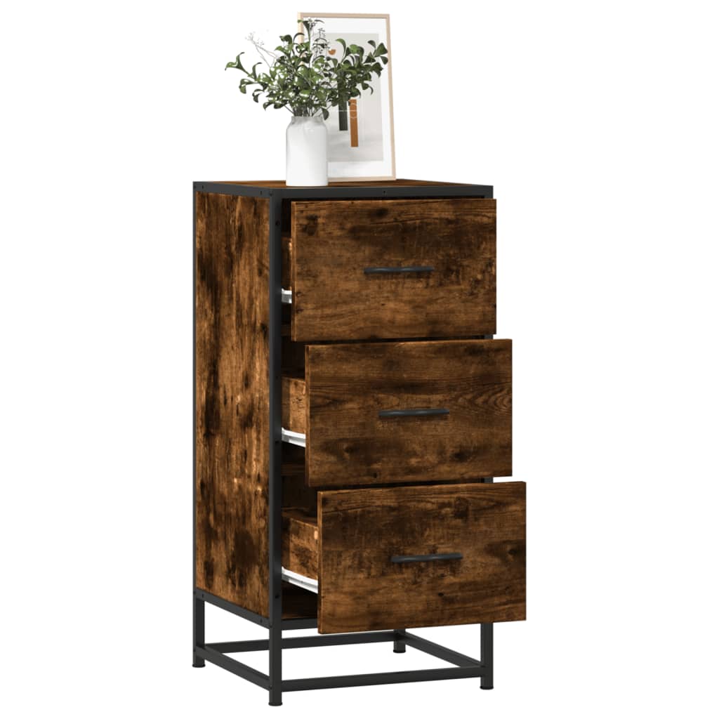 Sideboard Smoked Oak 35.5x35x76 cm Engineered Wood and Metal