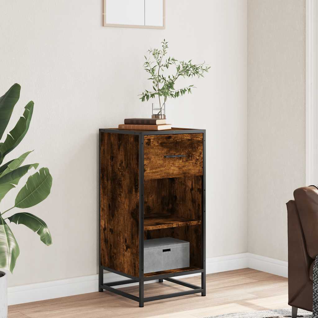Sideboard Smoked Oak 35.5x35x76 cm Engineered Wood and Metal