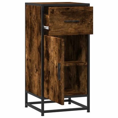 Sideboard Smoked Oak 35.5x35x76 cm Engineered Wood and Metal