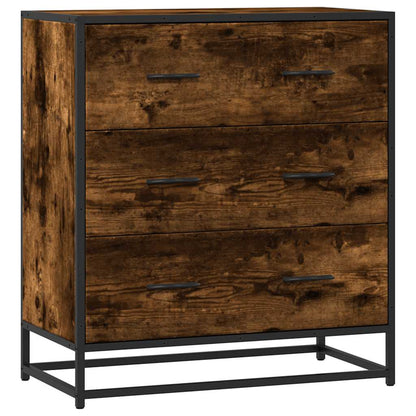 Sideboard Smoked Oak 68x35x76 cm Engineered Wood and Metal