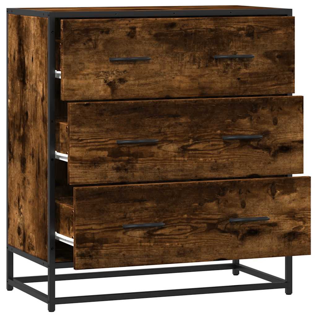Sideboard Smoked Oak 68x35x76 cm Engineered Wood and Metal