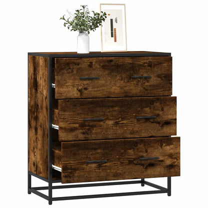 Sideboard Smoked Oak 68x35x76 cm Engineered Wood and Metal