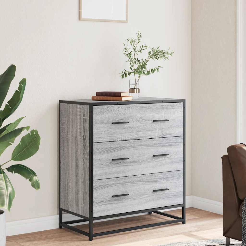 Sideboard Grey Sonoma 68x35x76 cm Engineered Wood and Metal