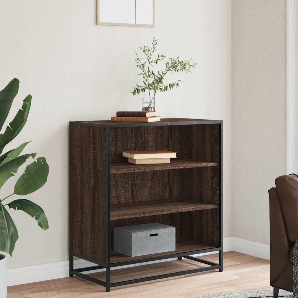 Sideboard Brown Oak 68x35x76 cm Engineered Wood and Metal