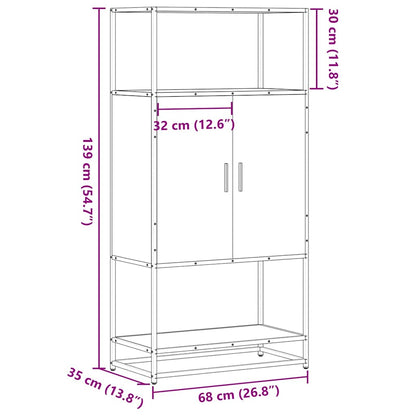 Highboard Sonoma Oak 68x35x139 cm Engineered Wood and Metal