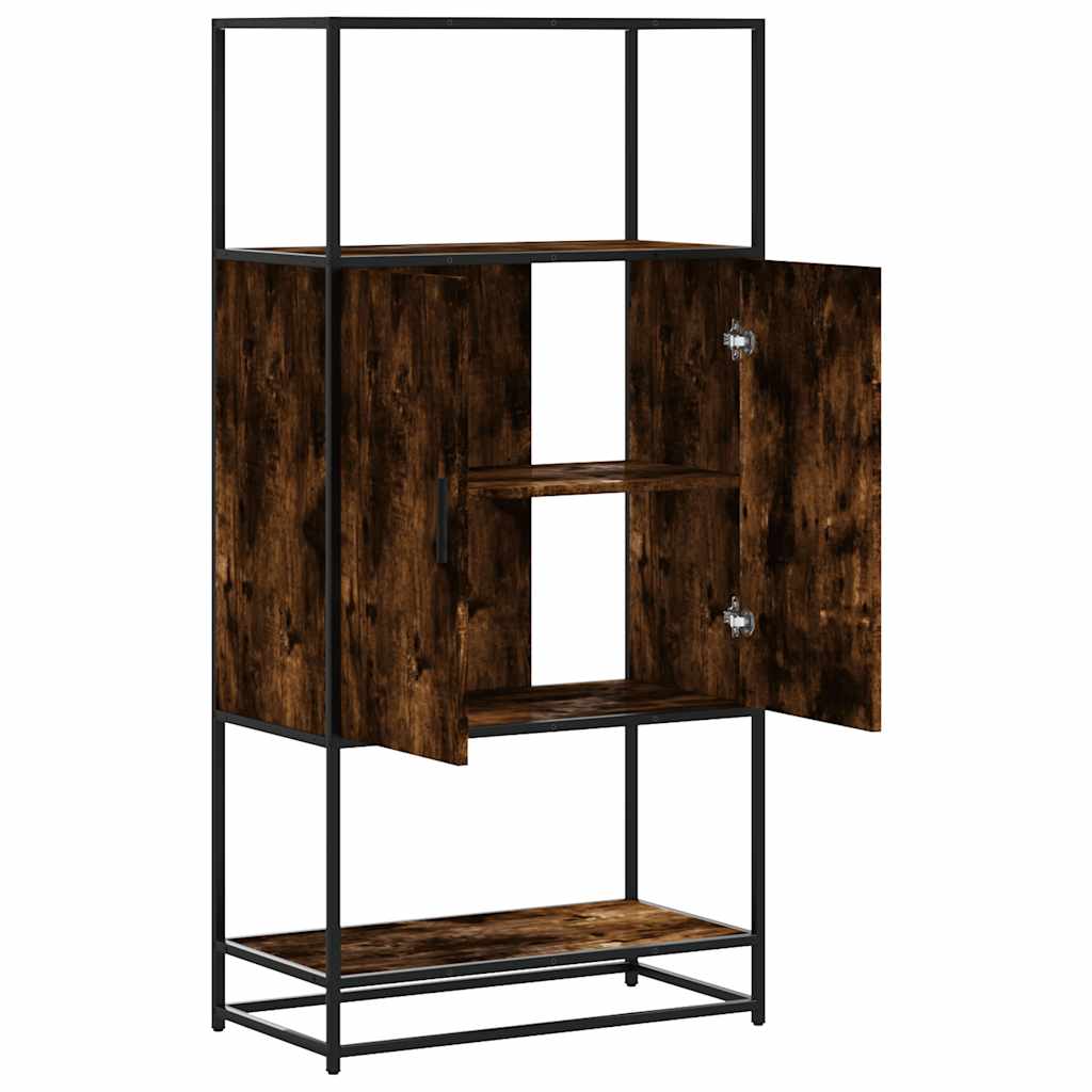 Highboard Smoked Oak 68x35x139 cm Engineered Wood and Metal