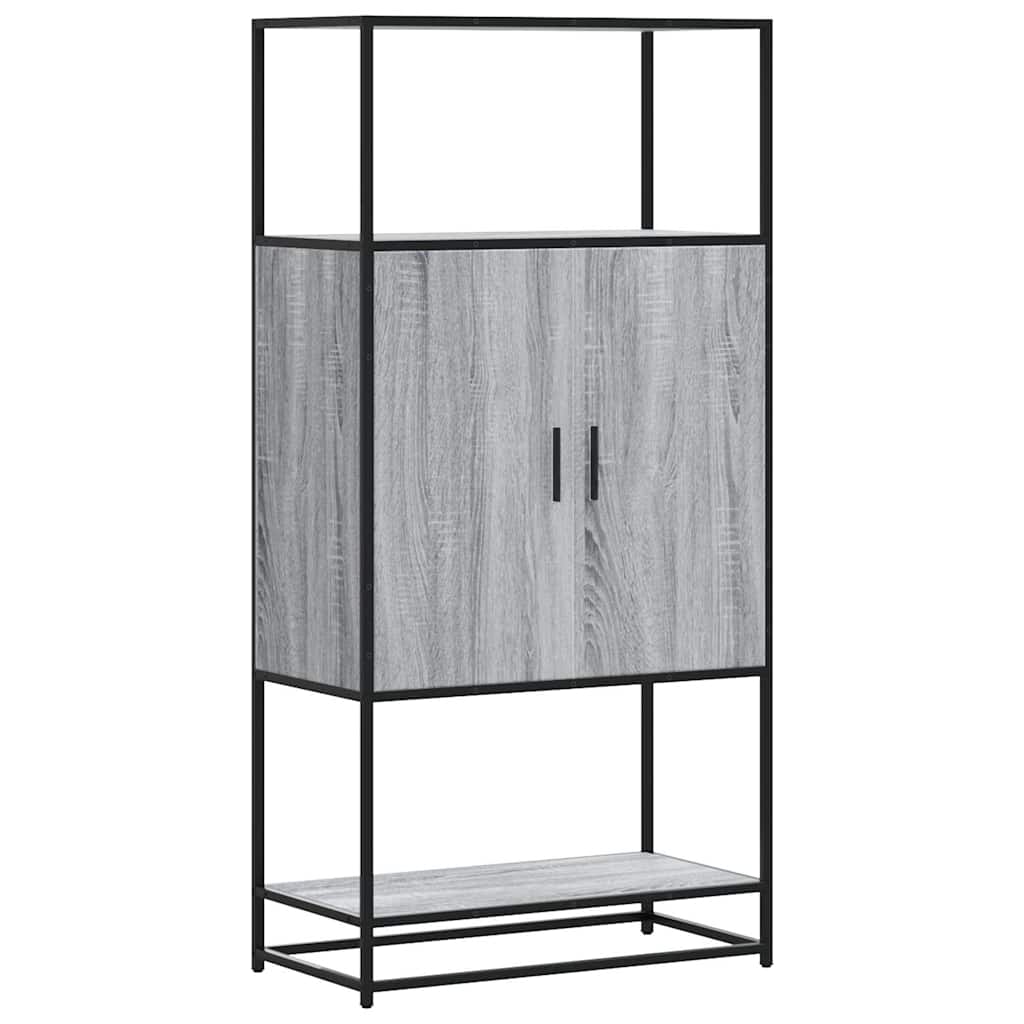Highboard Grey Sonoma 68x35x139 cm Engineered Wood and Metal