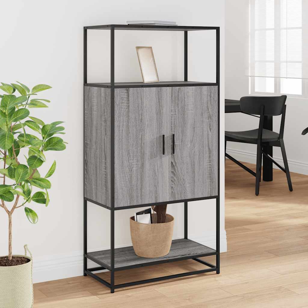 Highboard Grey Sonoma 68x35x139 cm Engineered Wood and Metal