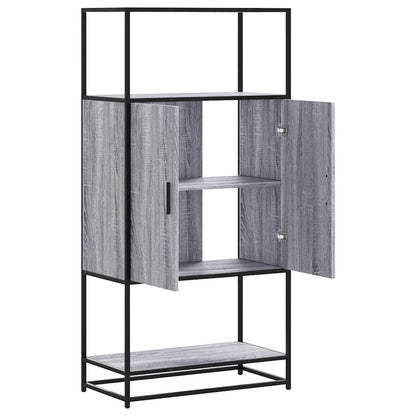 Highboard Grey Sonoma 68x35x139 cm Engineered Wood and Metal