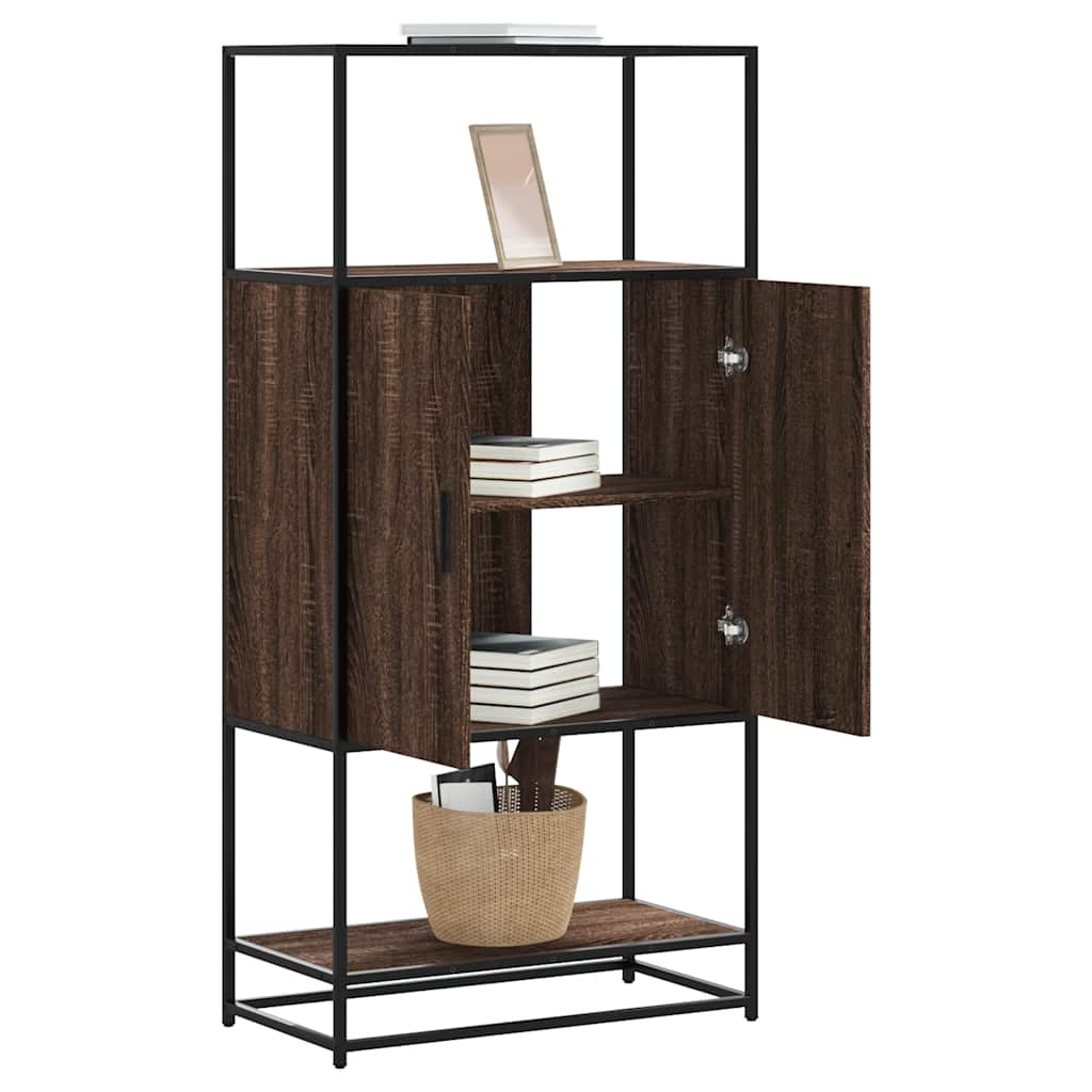 Highboard Brown Oak 68x35x139 cm Engineered Wood and Metal