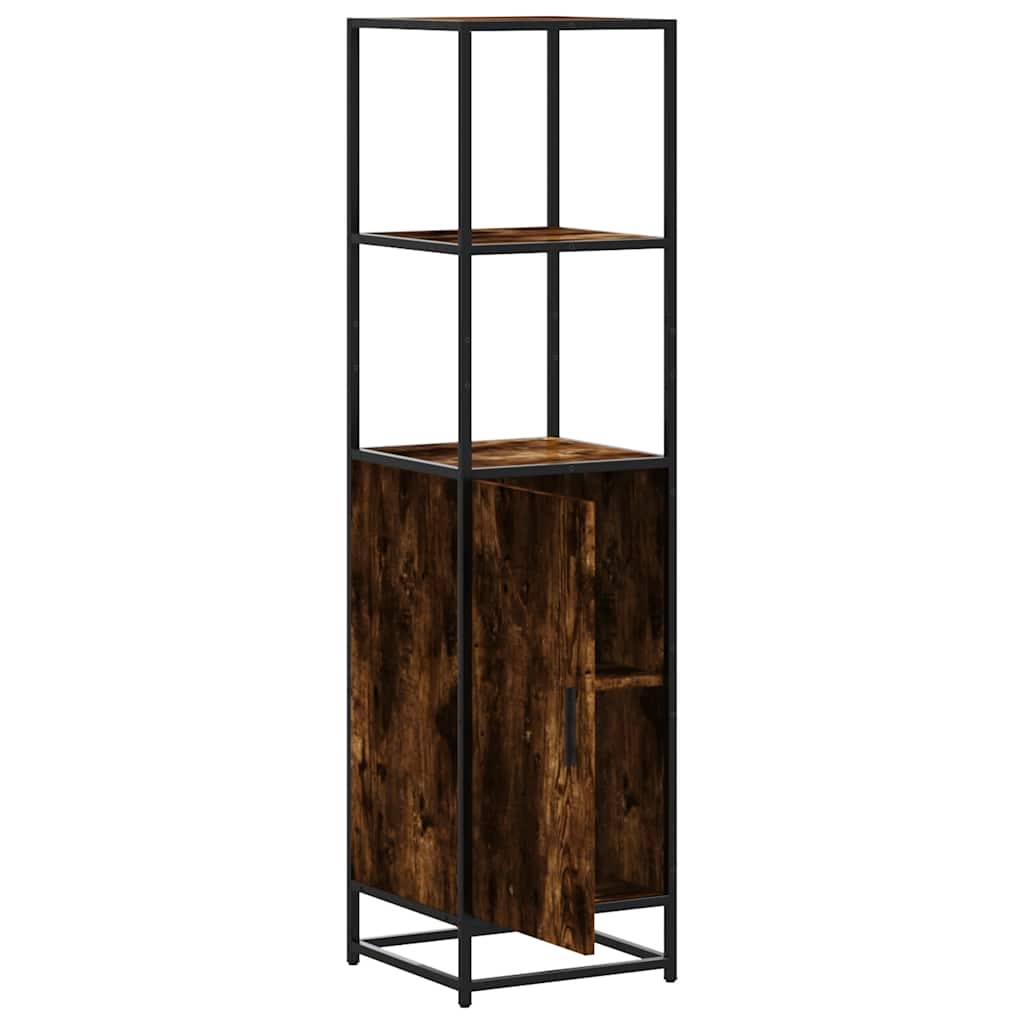 Highboard Smoked Oak 35.5x35x139 cm Engineered Wood and Metal