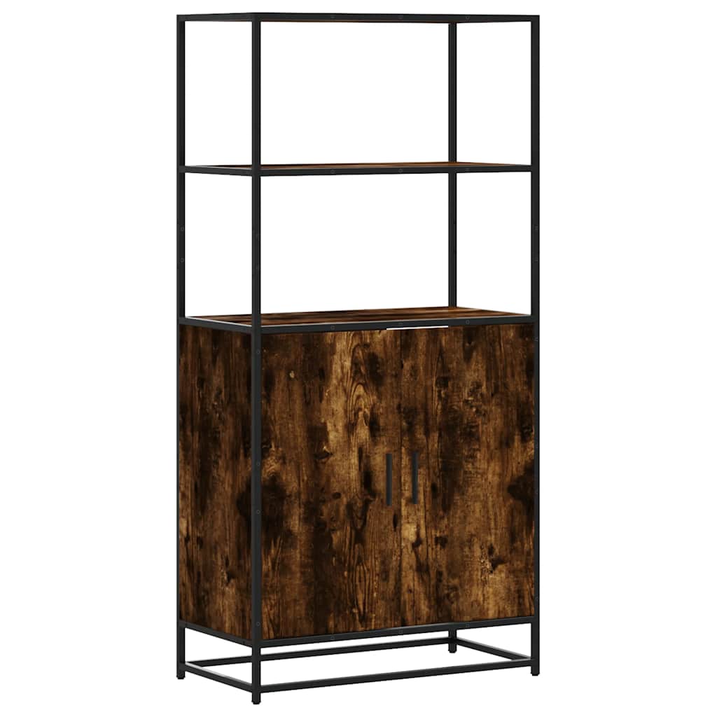 Highboard Smoked Oak 68x35x139 cm Engineered Wood and Metal