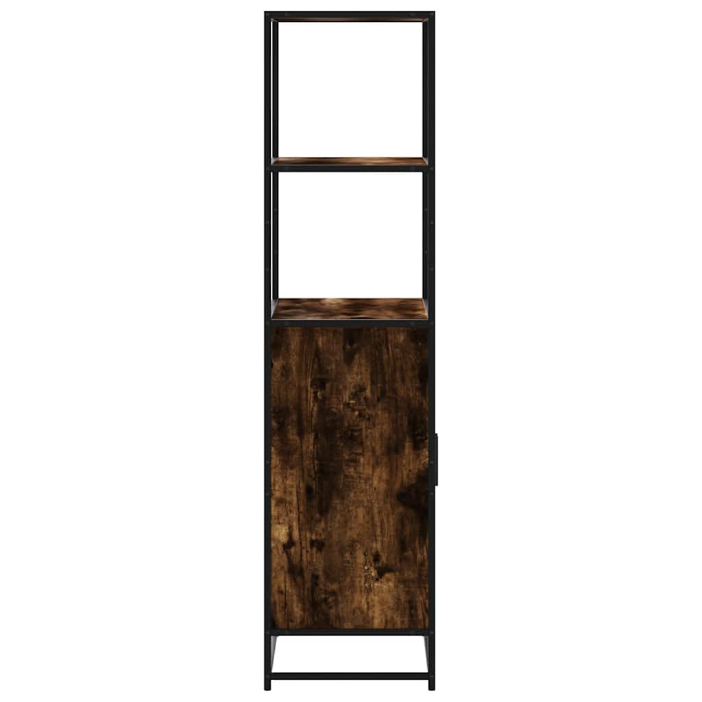 Highboard Smoked Oak 68x35x139 cm Engineered Wood and Metal