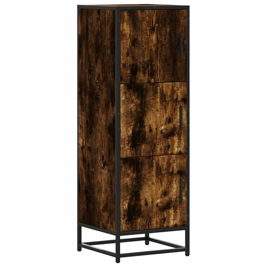 Highboard Smoked Oak 35,5x35x106,5 cm Engineered Wood and Metal