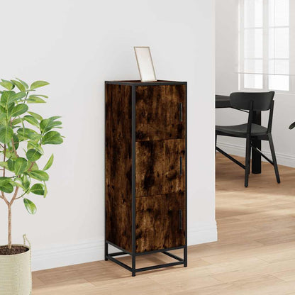 Highboard Smoked Oak 35.5x35x106.5 cm Engineered Wood and Metal
