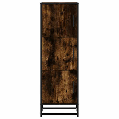 Highboard Smoked Oak 35.5x35x106.5 cm Engineered Wood and Metal