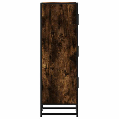 Highboard Smoked Oak 35.5x35x106.5 cm Engineered Wood and Metal