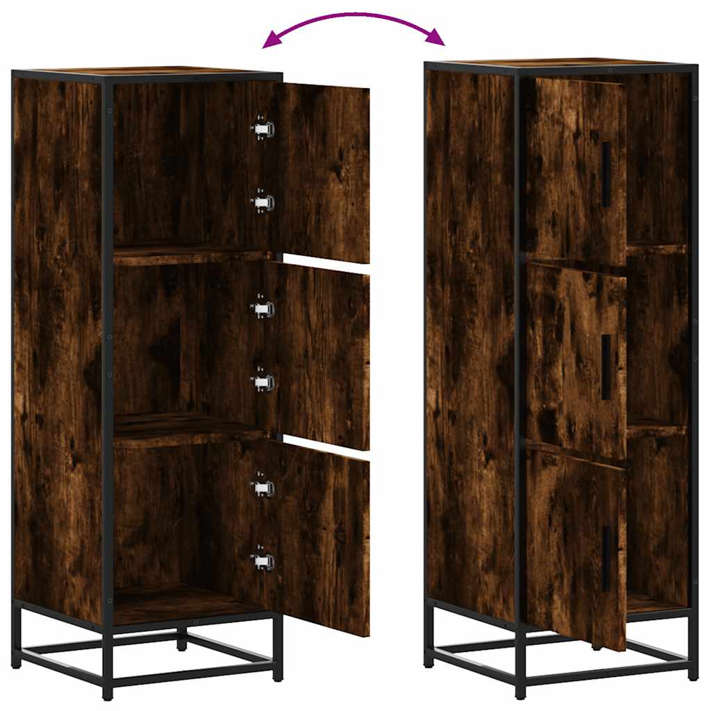 Highboard Smoked Oak 35.5x35x106.5 cm Engineered Wood and Metal